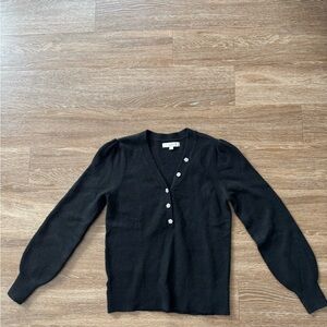 LOFT Black V-Neck Sweater Classic Knit